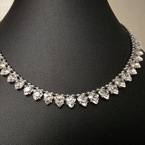 Elegant Silver Necklace with Clear Stones